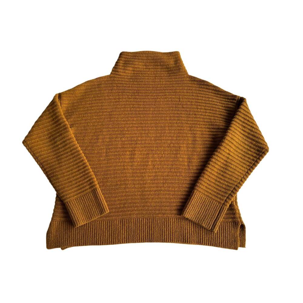 Madewell Wool Blend Sweater Womens Small Mustard Gold Ribbed Knit Pullover